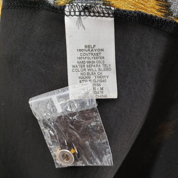 Glam Black Leopard Print Contrast Roll Tab Open Cardigan Size Medium - Picture 9 of 15